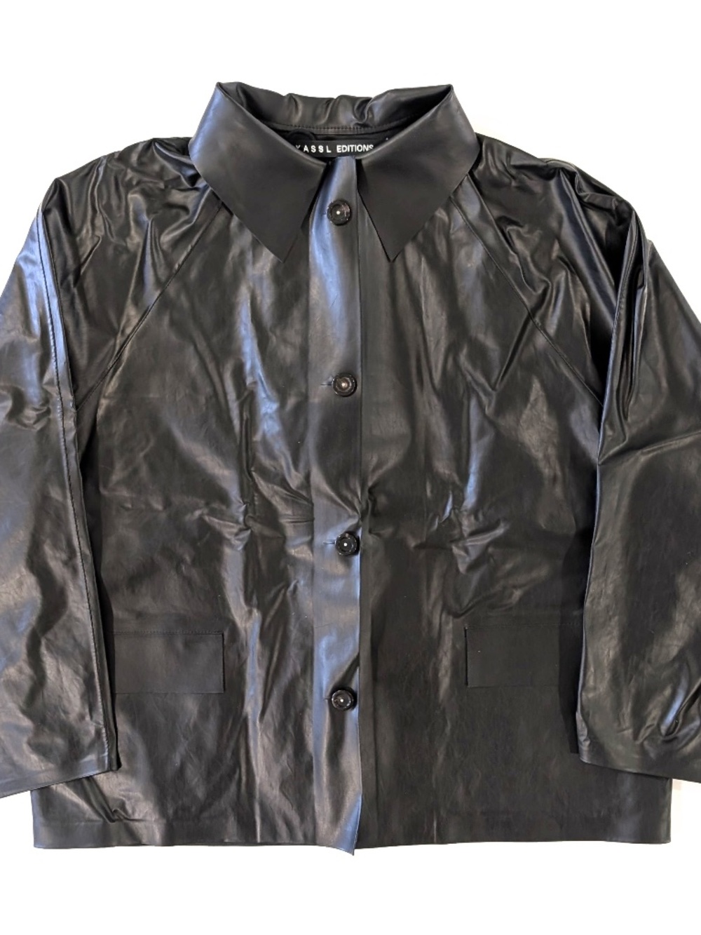 KASSL EDITIONS Original Hip Oil Jacket Black Size 40 L NWT Men Luxury Rain Coat